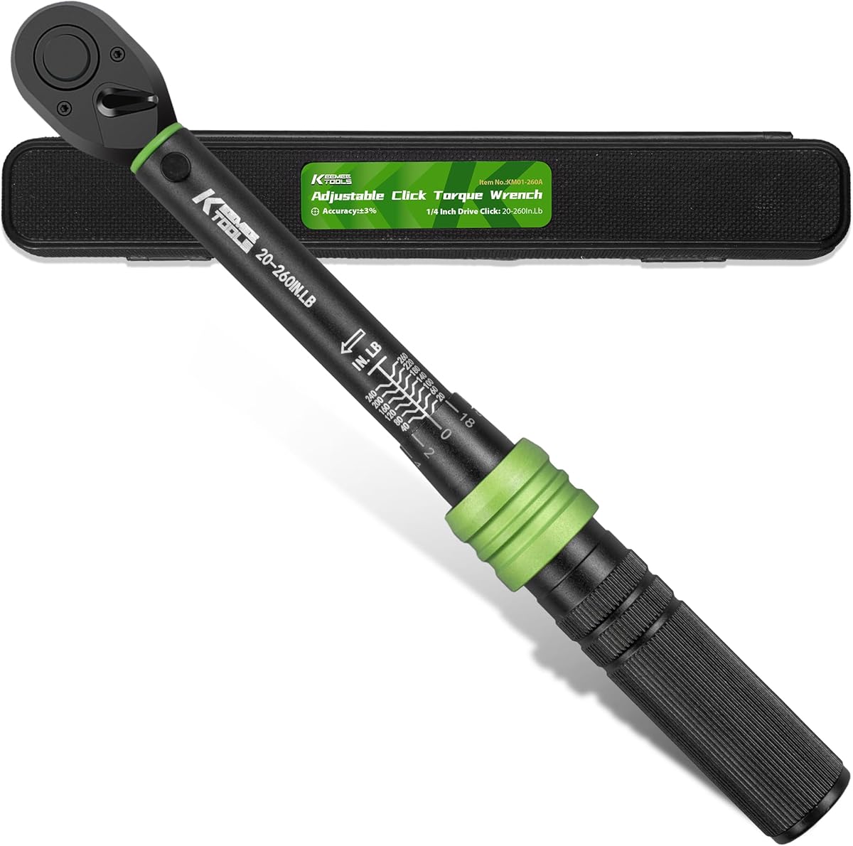 1/4-Inch Drive Click Torque Wrench - 20-260 In-Lb/2.3-29.4Nm, Adjustable Dual-Direction Torque Wrench with 3% Precision, 72 Tooth Head, Dual Range for Bike, Motorcycle and Car Repair
