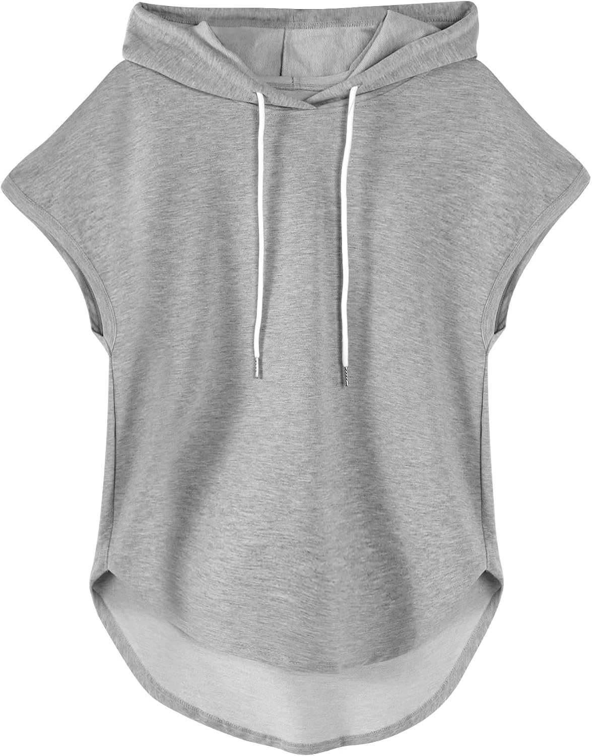 Remidoo Women's Sleeveless Sweatshirt Curved Hem Workout Hoodies Hooded Tank Top