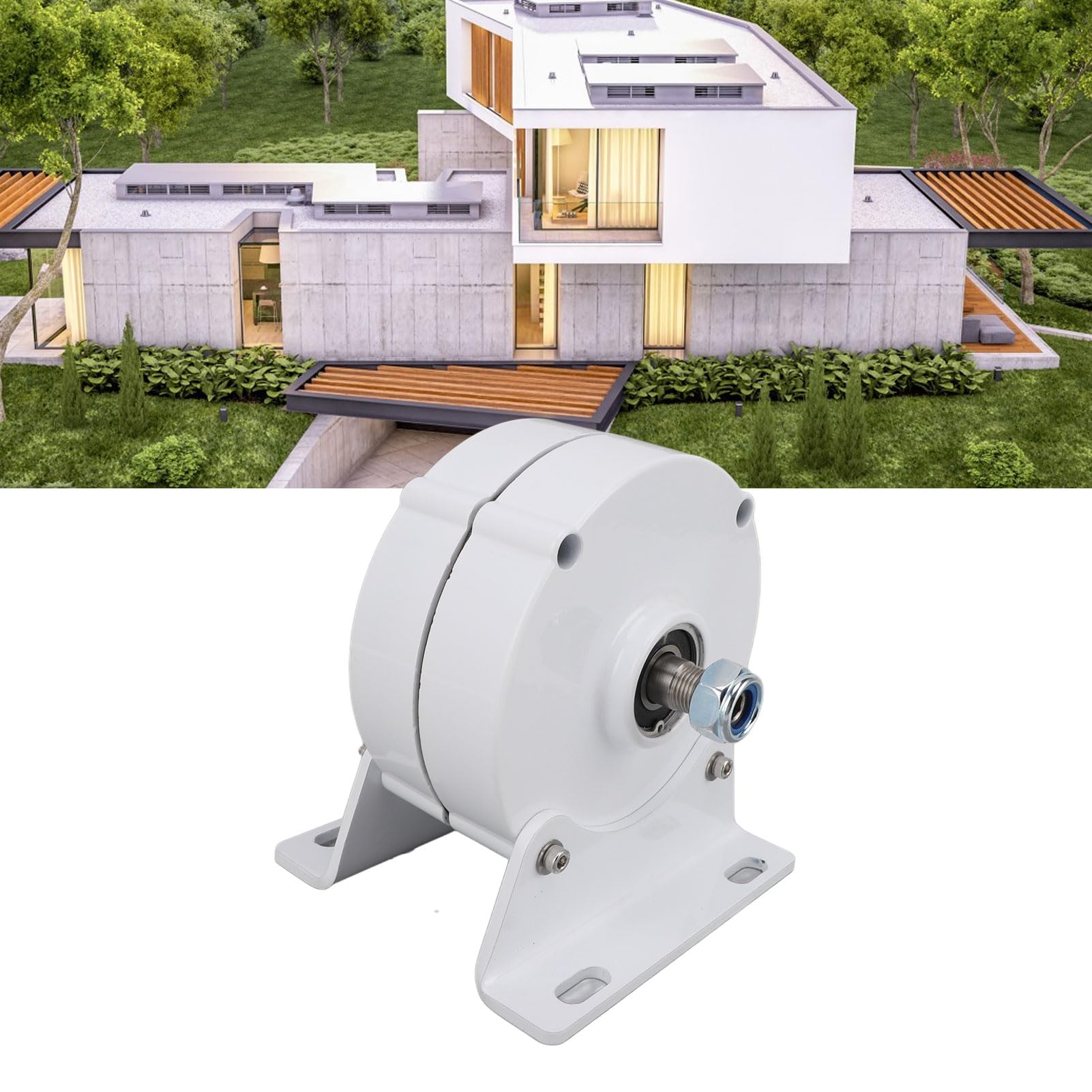 Generatore Trifase, Lubrificazione a Grasso 12V, Motore Sincrono a Magneti Permanenti Ad Alta Efficienza, Doppio Albero con Basamento per Turbine Eoliche Verticali o Orizzontali