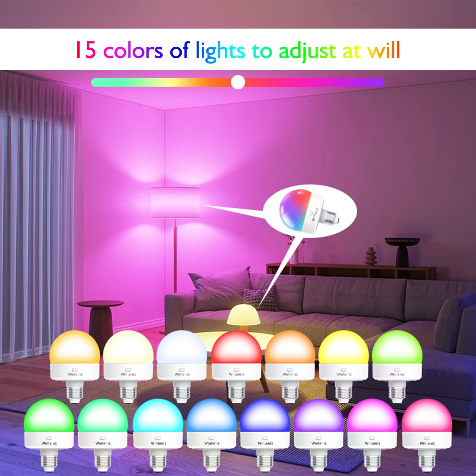 Bombillas Inteligentes Recargables, Con Mando A Distancia E26/E27 LED Bombillas De Emergencia RGBCW Color Para Aplique Inalámbrico De Pared (Color : 4 Packs)