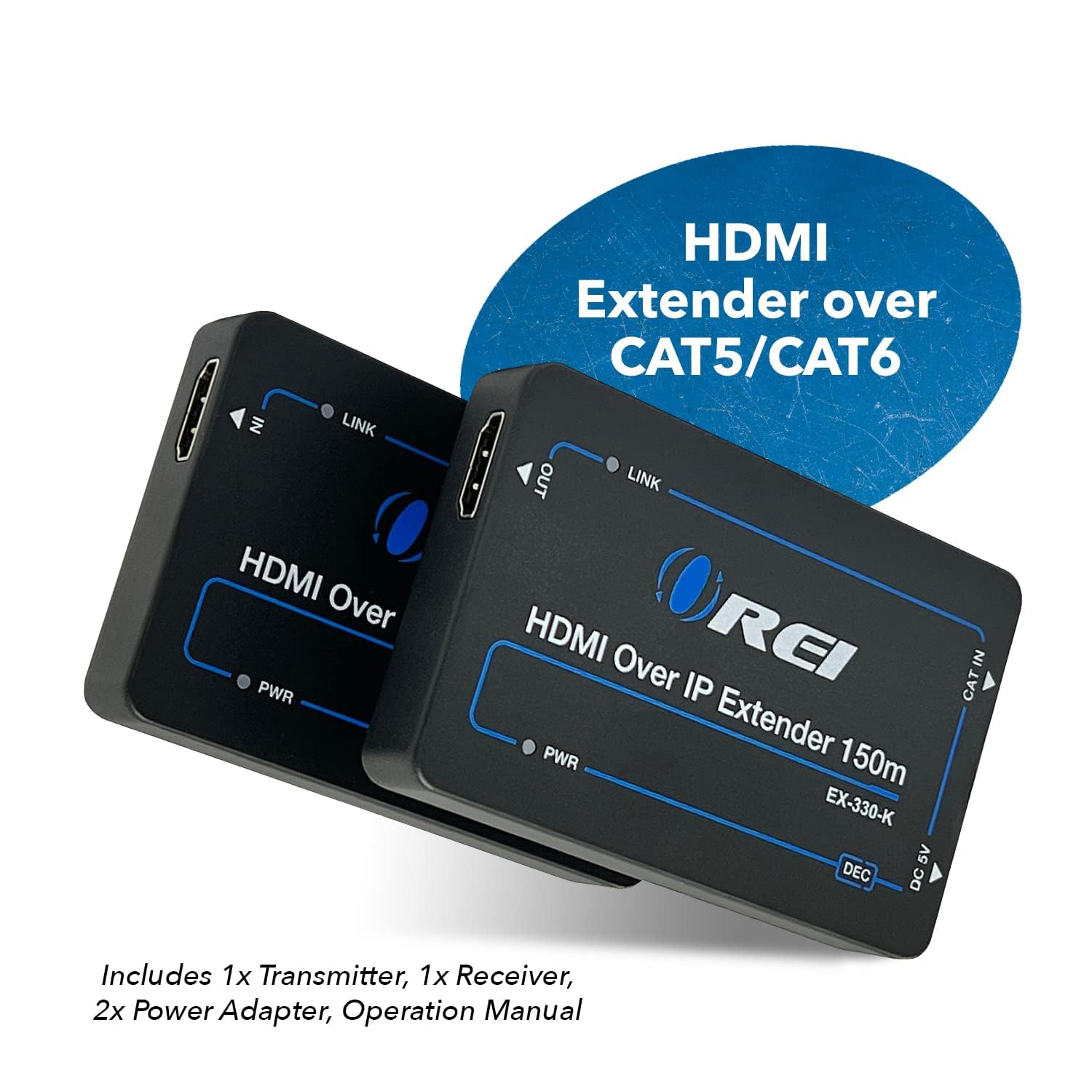 Przedłużacz HDMI Balun firmy Orei Upto 330 stóp 1080p sygnał przez pojedynczy kabel Ethernet CAT5/CAT6, głęboki kolor, jeden do wielu, sterowanie na podczerwień (EX-330 (ulepszony)