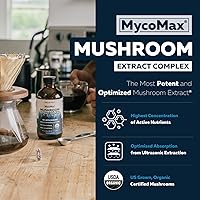 Vista 2 de MycoMax Mushroom Complex - 70% Beta Glucans, Max Potency Mushroom Supplement, US Grown + Ultrasonic Extraction - Lions Mane, Cordyceps, Reishi &