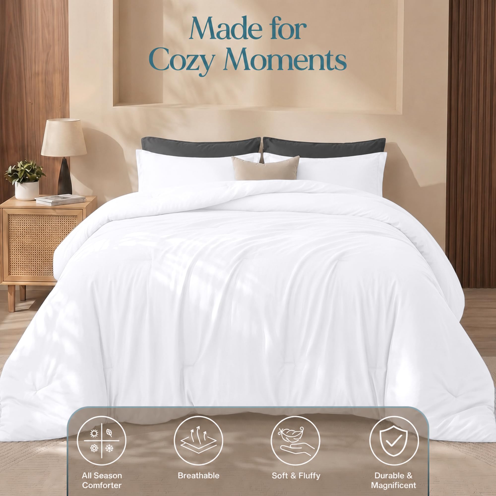 Utopia Bedding Trapunta per piumino (Queen) – Ultra peluche ipoallergenico, imbottitura in fibra siliconata, piumino alternativo (bianco)