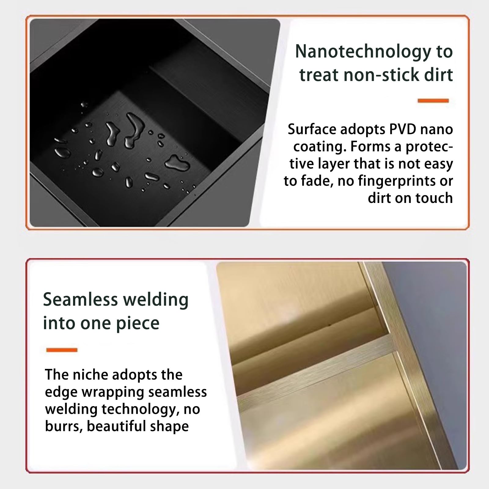 Stainless Steel Recessed Wall Shelf for Storage and Organization Recessed Wall Niche Organizer for Bathroom Storage Installation Kitchen Living Room Bedroom Built In Alcove Shelf(Black,90*28cm/35.4*11