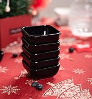 Vista 2 de DELLING Juego de cuencos de cerámica ultra fuertes de 3 onzas, cuencos de salsa de inmersión negros/platos para salsa de tomate, soja, barbacoa