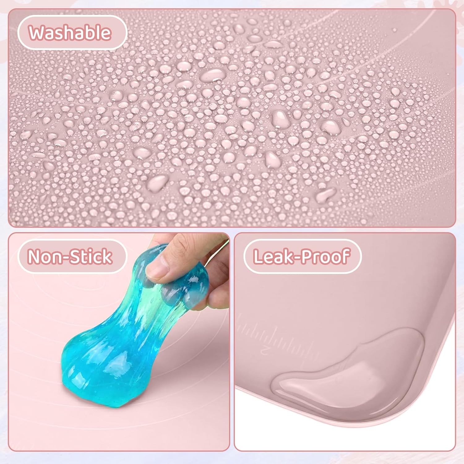 Extra Large Silicone Painting Mat for Crafts, 24”x 19” Waterproof Art Mat with Raised Sides, for Paint, Clay Playdough, & Jewelry-Making (Pink) - Image 5