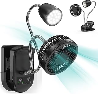 Barbecue Grill Light and Fan Magnetic and Clip Base Super-Bright LED BBQ Lights and Clip On Fan - 360 Degree Flexible Gooseneck, 3 Light and Fan Settings, 4000mAh Rechargeable Battery Powered