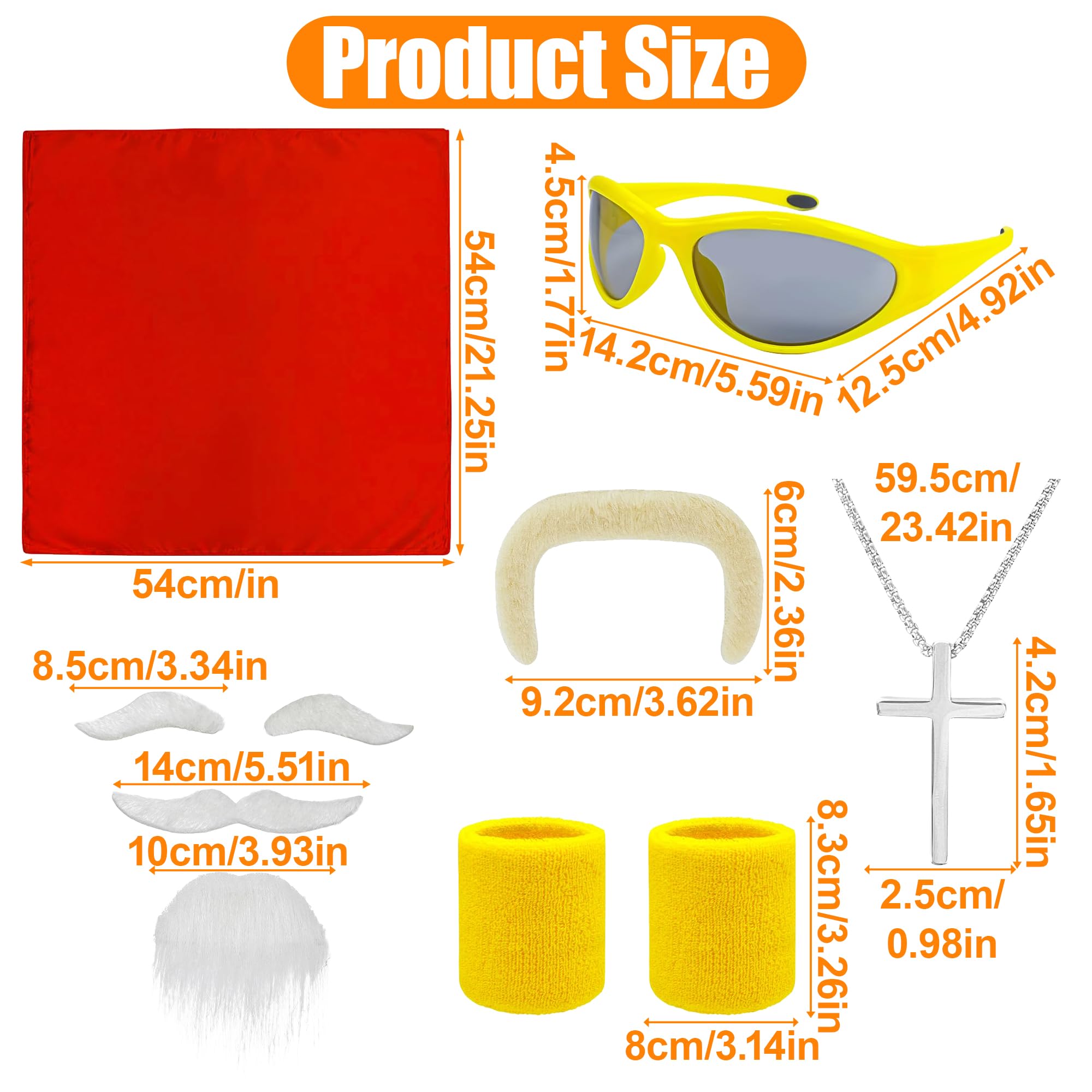 7-Piece Wrestling Costume Set- Great Value 7-in-1 Kit with Turkey Feather Scarf, Shatterproof Glasses & 2 Beards - Image 2