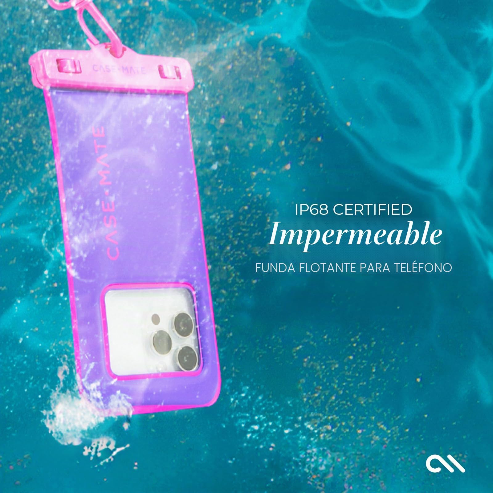 CASE-MATE - Funda Impermeable IP68 para teléfono [Compatible con Pantalla táctil] - Funda Flotante Impermeable con cordón Cruzado para iPhone 14 Pro Max/13 Pro Max/12 Pro Max/11/S23 Ultra - Paraíso