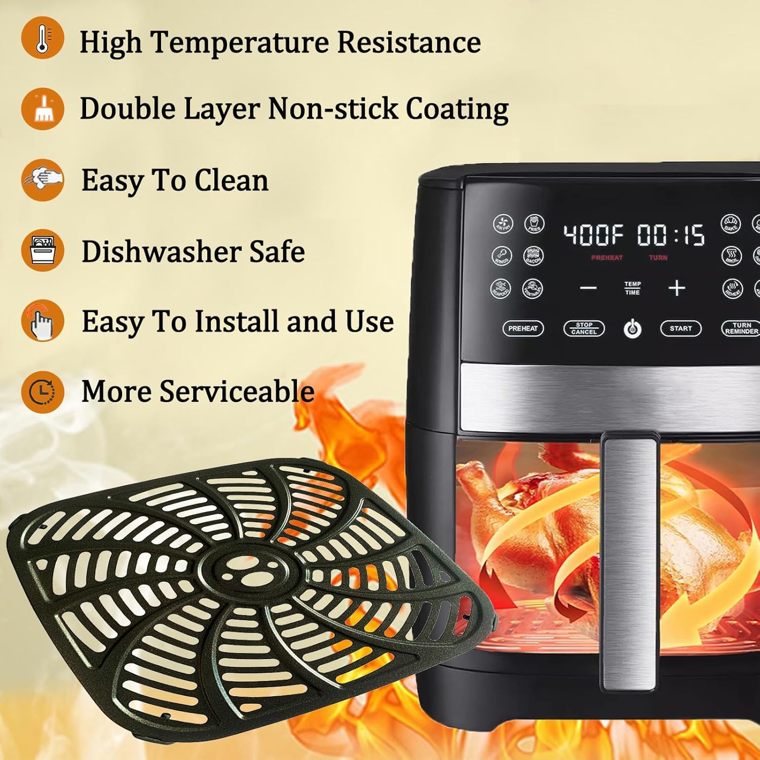 Gourmia 8QT Air Fryer Grillplatte – Ersatzrost & Crisper-Tablett Für GAF846 Luftfritteuse, Spülmaschinenfest