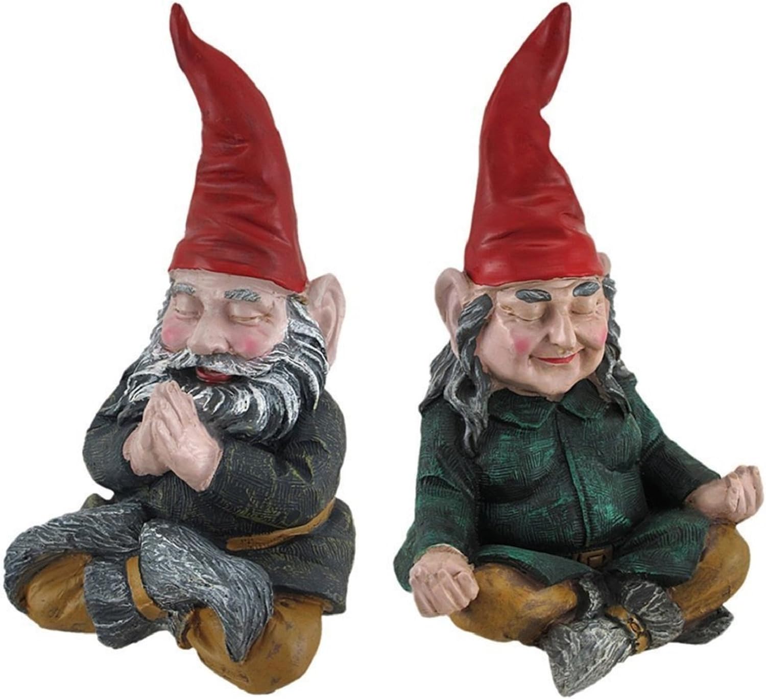 Meditating Zen Zelda and Mordecai The Yoga Gnomes Home & Garden Gnome Statue 10" H