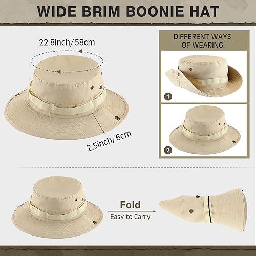 Miniatura 2 de Xtinmee 20 sombreros Boonie a granel de ala ancha para safari, sombrero de verano al aire libre para senderismo camping con correa ajustable