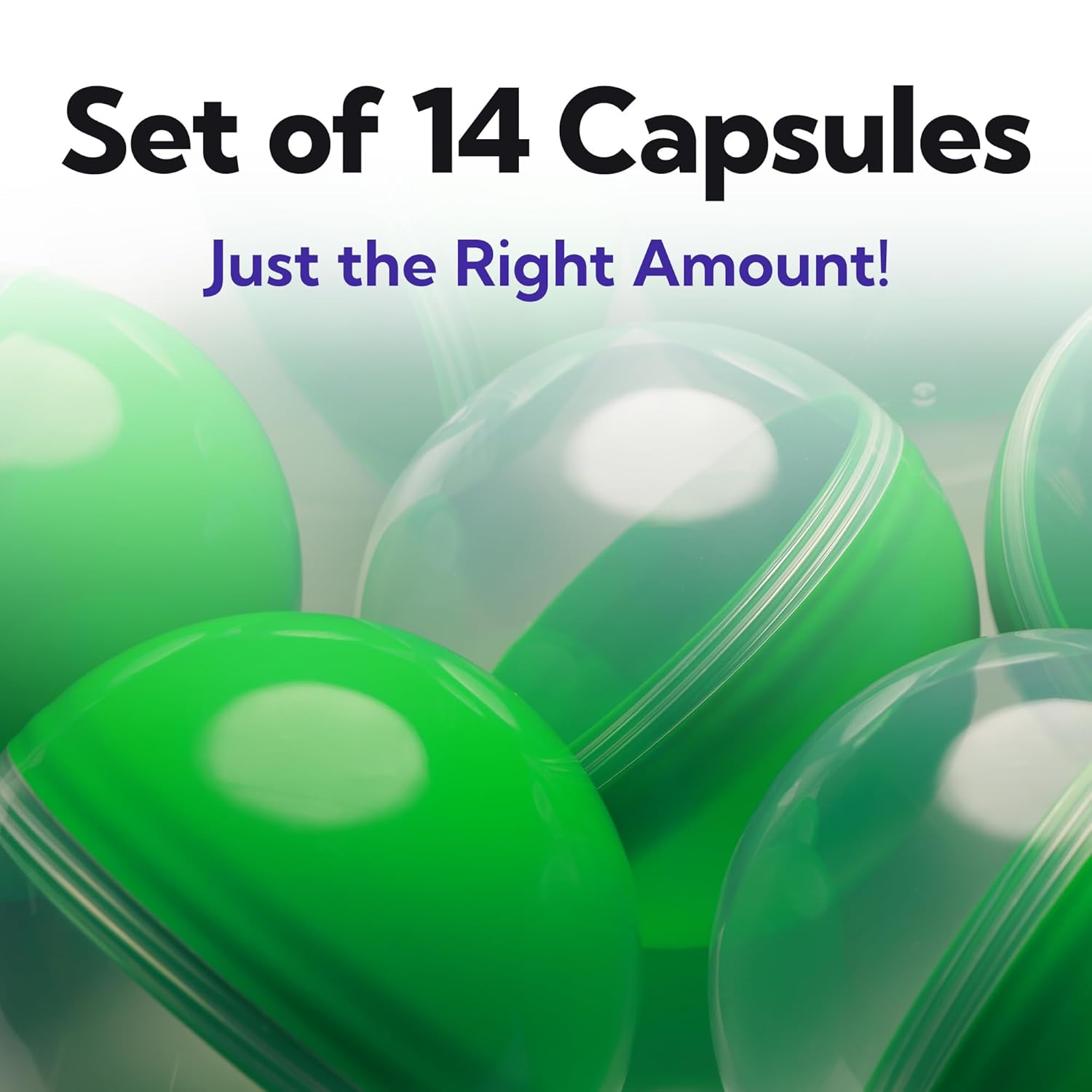 Capsule Vending Machine Translucent-Green Round Capsules Empty 14 pcs 3.9 inch - Gumball Machine Capsules Easter Basket Stuffers Birthday Gifts - Pinata Stuffers Craft Supplies Claw Machine Refills