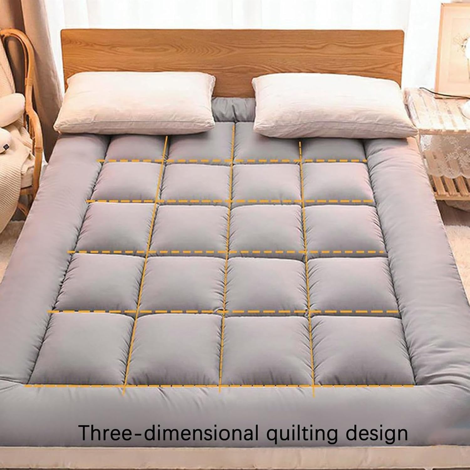 Colchoneta Plegable para Acampar, colchón futón Enrollable, colchón de Suelo japonés de tamaño Completo, colchoneta para Dormir para Invitados reclinable, sofá Cama, Yoga, Juegos