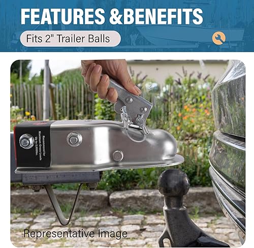 Miniatura 6 de Acoplador de remolque de lengüeta recta (zinc) con herrajes, adhesivo fácil de quitar e instrucciones para canal de 3 pulgadas, bola de enganche de