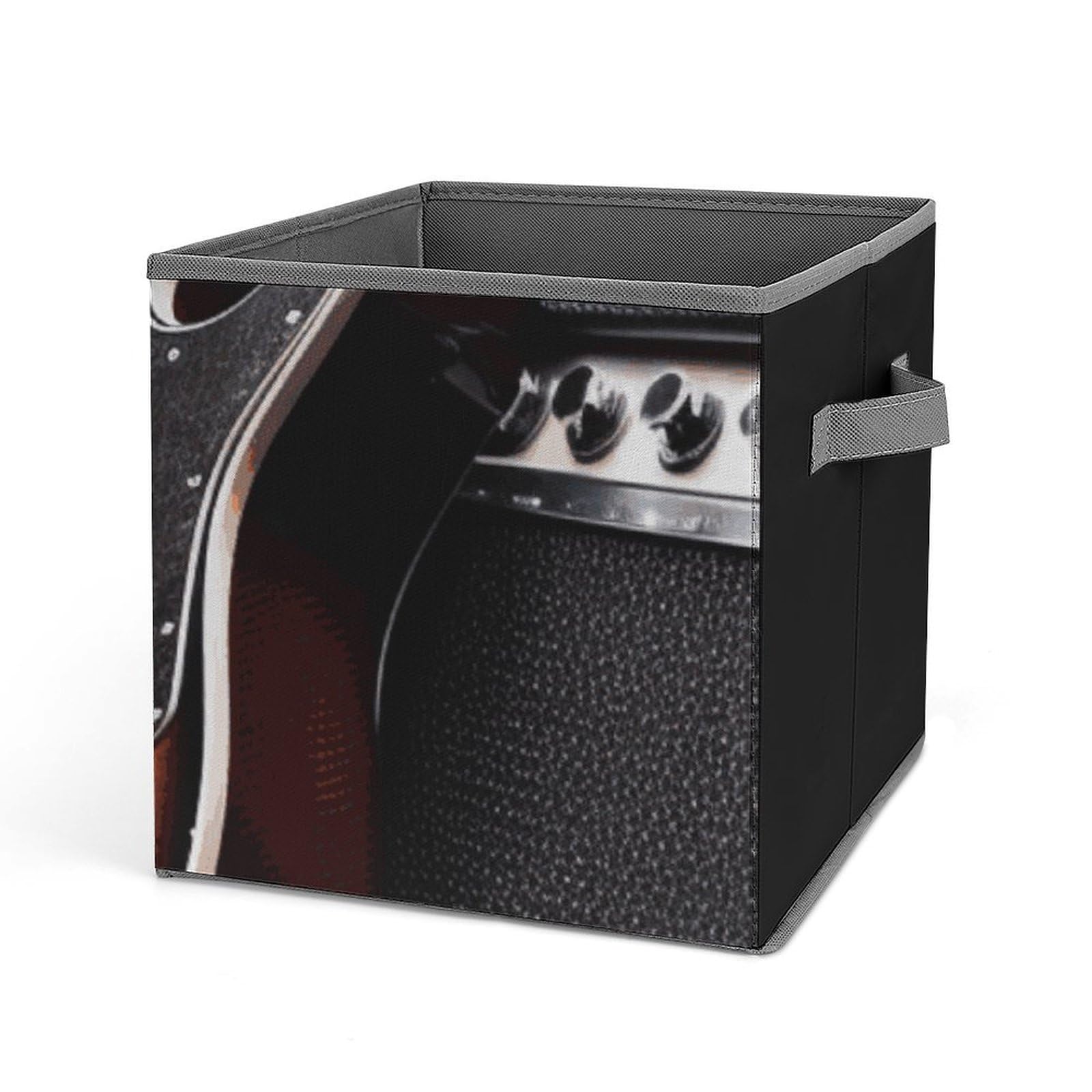 Cube de rangement guitare pliable en tissu avec poignée pour armoire et étagère