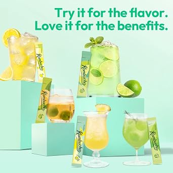 TEAZEN Kombucha Tea Tropical Zest Hydration Variety Pack - 20 Sticks, 5 Flavor (Lemon, Pineapple, Korean Plum, Shine Muscat, Green Mandarin-Lime)