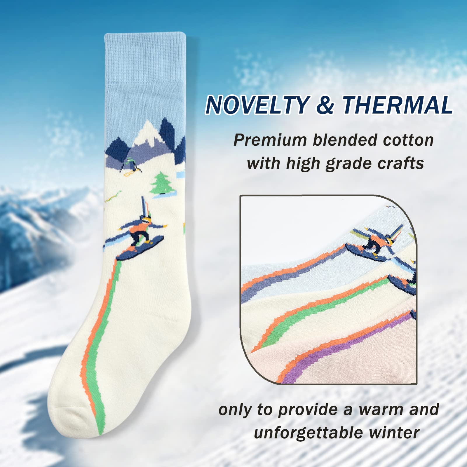 Lot de 3 paires de chaussettes de ski chaudes pour garçons - Chaussettes thermiques confortables pour garçons