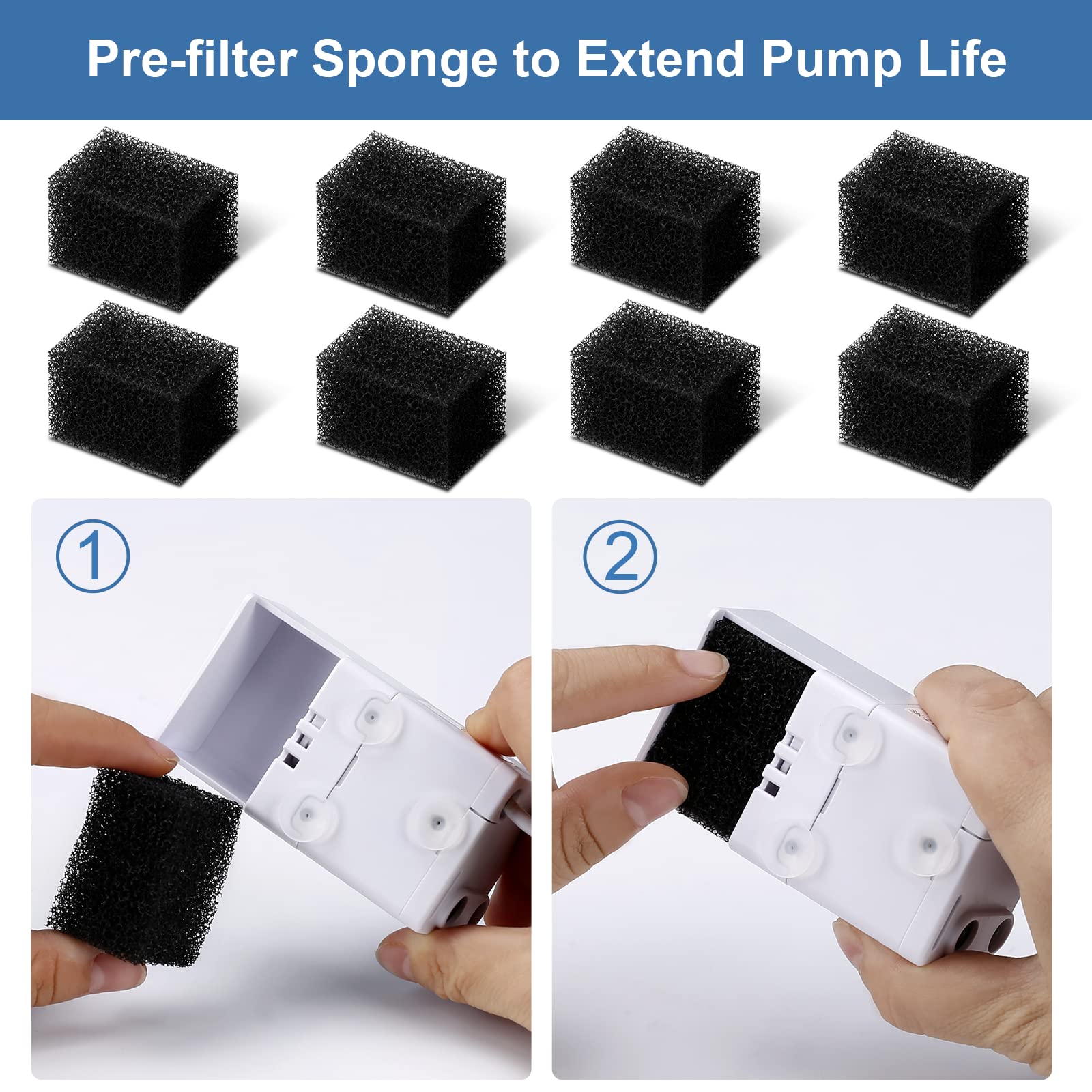 24 Pcs Cat Fountain Replacement Filters 12 Pack Replacement Filters with 12 Pack Pre-Filter Sponges Pet Fountain Filter — view 6