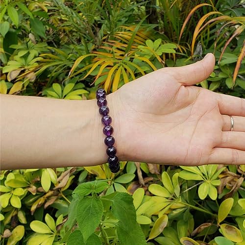 Miniatura 6 de Chengmu Pulsera elástica de amatista de 0315in para mujeres y hombres cuentas redondas naturales hechas a mano piedras preciosas semipreciosas para