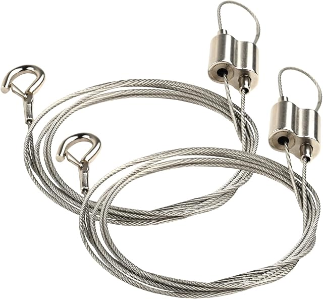 Vigtayue 2PCS Adjustable Picture Hanging Wire with Hook, Stainless Steel Heavy Duty Hanging Rope to Hang Picture, Hook Photo Frames, Light, Mirror and Wall Art DIY Holder - 6.5ft (2Meters) Up to 44lb