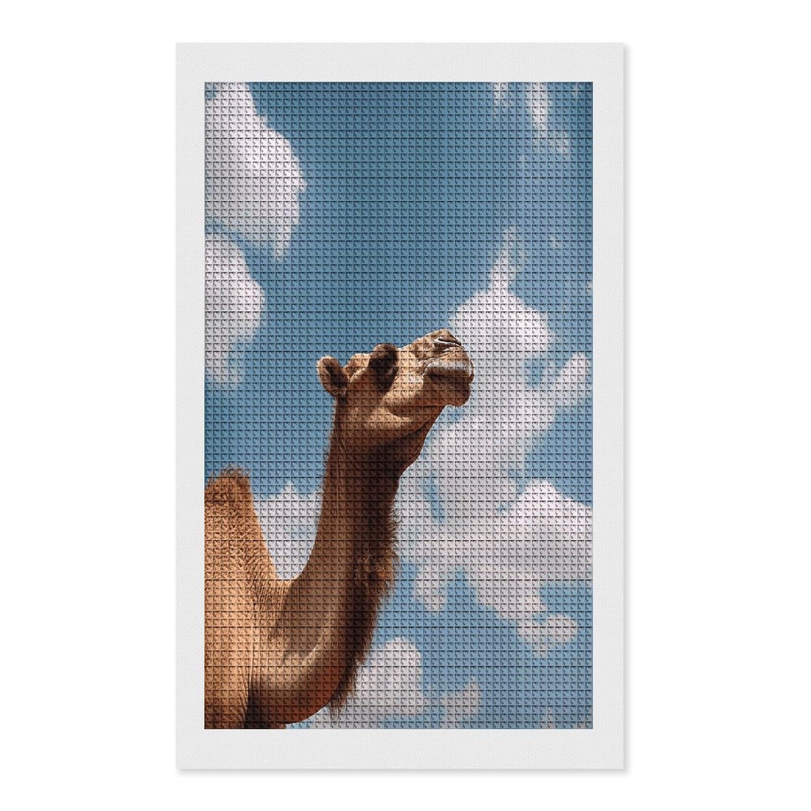 FodPand Camel Looking Up at The Sky Diamond Painting Kit for Beginner Fun 5D DIY Crafts for Adults Diamond Art Kits Square Diamond Art Canvas Painting Gem Art Crafts for Home Wall Decor 12"x20"