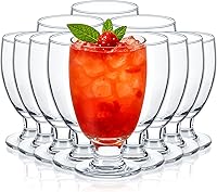 Vista 10 de Patelai Juego de 12 Vasos Transparentes de 13.5 oz Copas de Agua con Tallo Vasos con Tallo de Agua para Jugo Vino Cerveza Té Leche Bebidas Frías