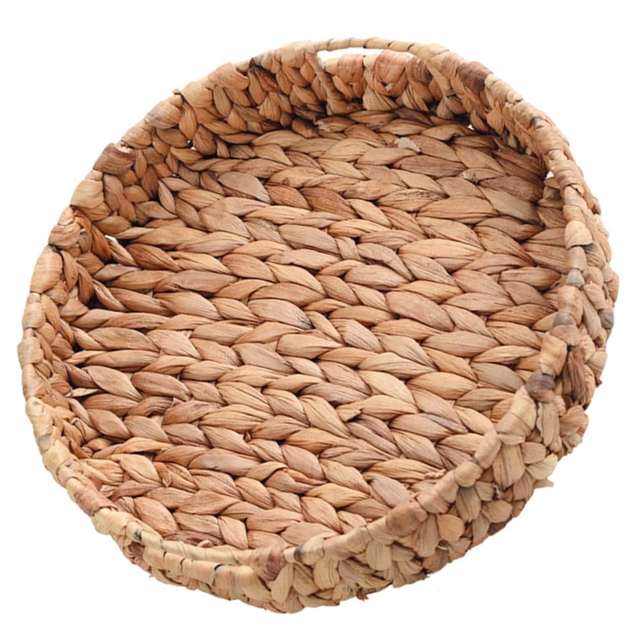HOLIDYOYO Woven Fruit Basket Vanity Basket Wicker Serving Platter Round Key Bowl Straw Veggie Basket Jewelry Plate Weaving Storage Basket Toy Basket Woven Table Basket Decor