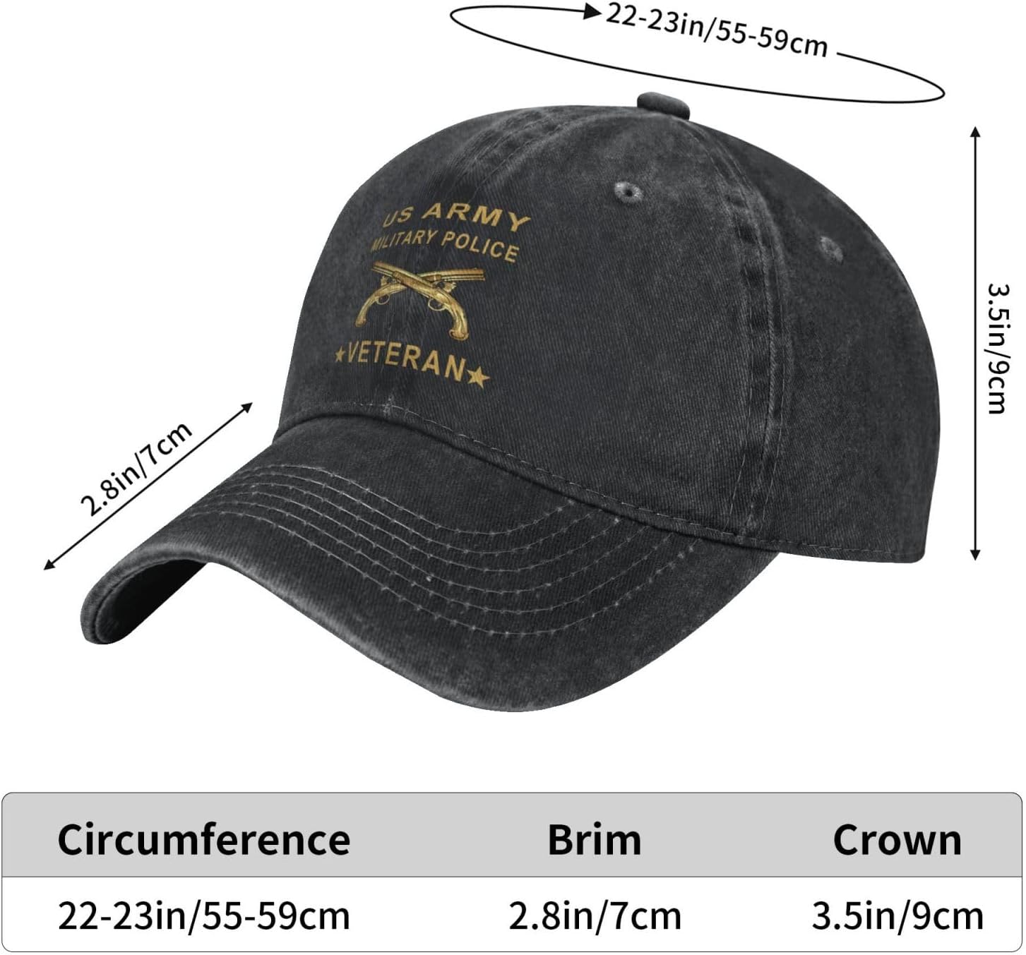 Military Police Veteran - Us Distressed Denim Ball Cap Retro Cool for Every Occasion