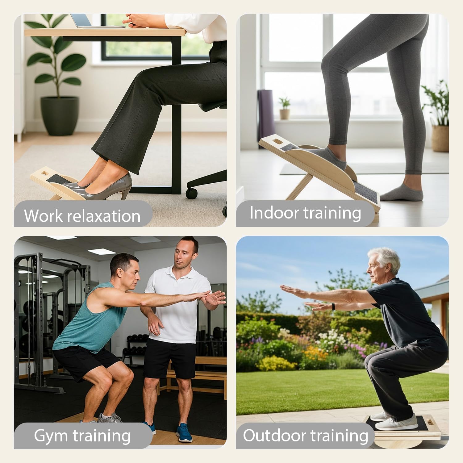 Calf Stretcher, 2-in-1 Wooden Balance Board, Portable Incline Board, Adjustable Angles, for Calf Stretching Ankle and Hips, for Beginners and Advanced Users