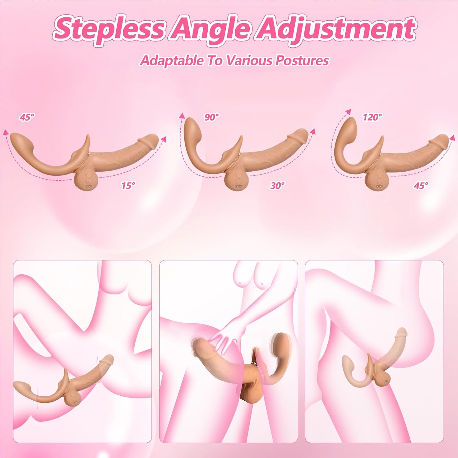 Strapless Strap On Dildos for Lesbian, SWEETLORY Wearable Pegging Realistic Dildos Vibrator with 9 Vibrating Modes and 9 Thrusting Modes, Double Ended Penetration Sex Toys for Women Lesbian Couples
