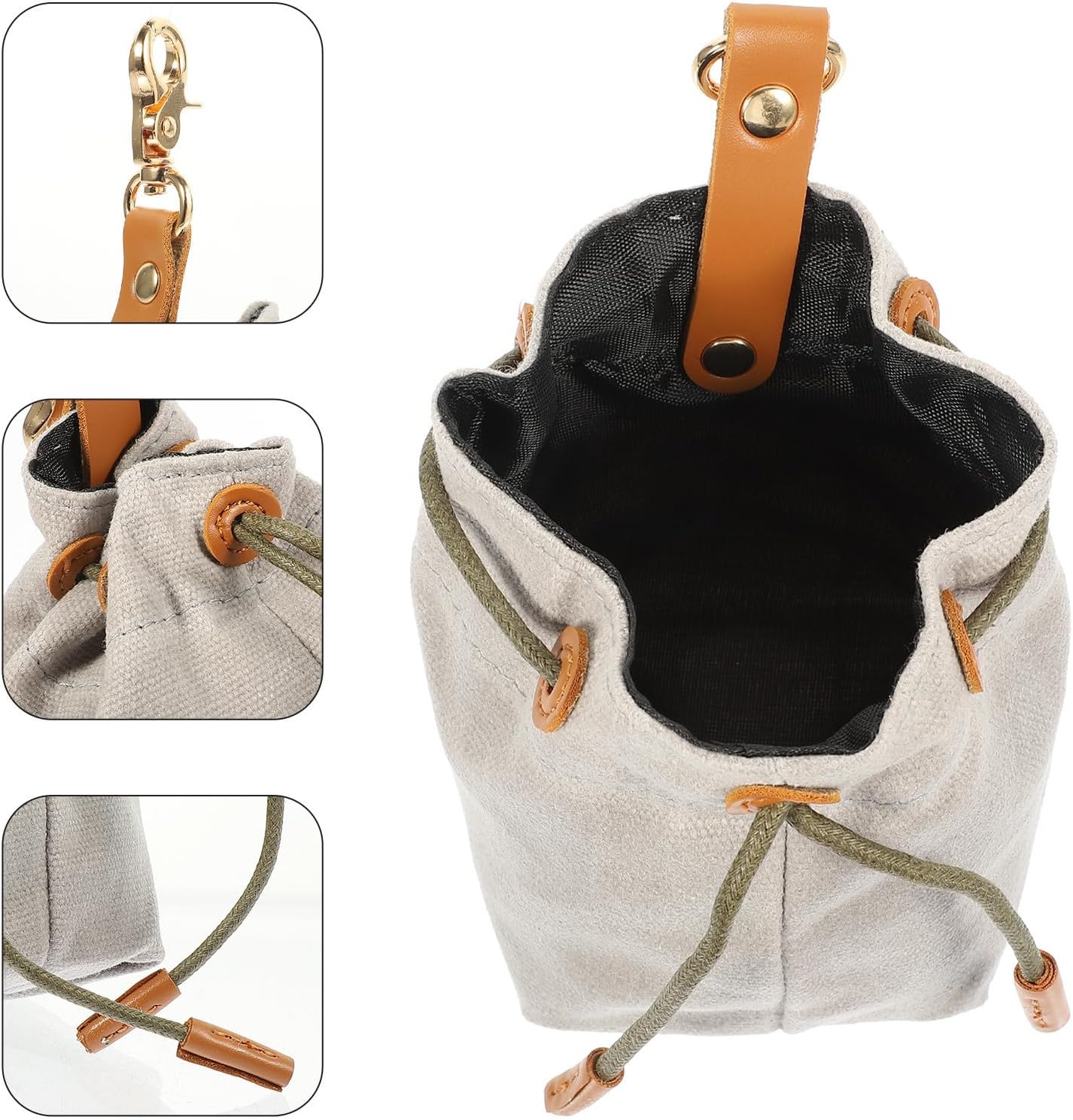 Dog Treat Pouch with Buckle , Canvas Drawstring Snack Bag , Large Capacity | Lightweight, Easy to Clean, Washable Directly, Outdoor Use for Dog and Waste Bag