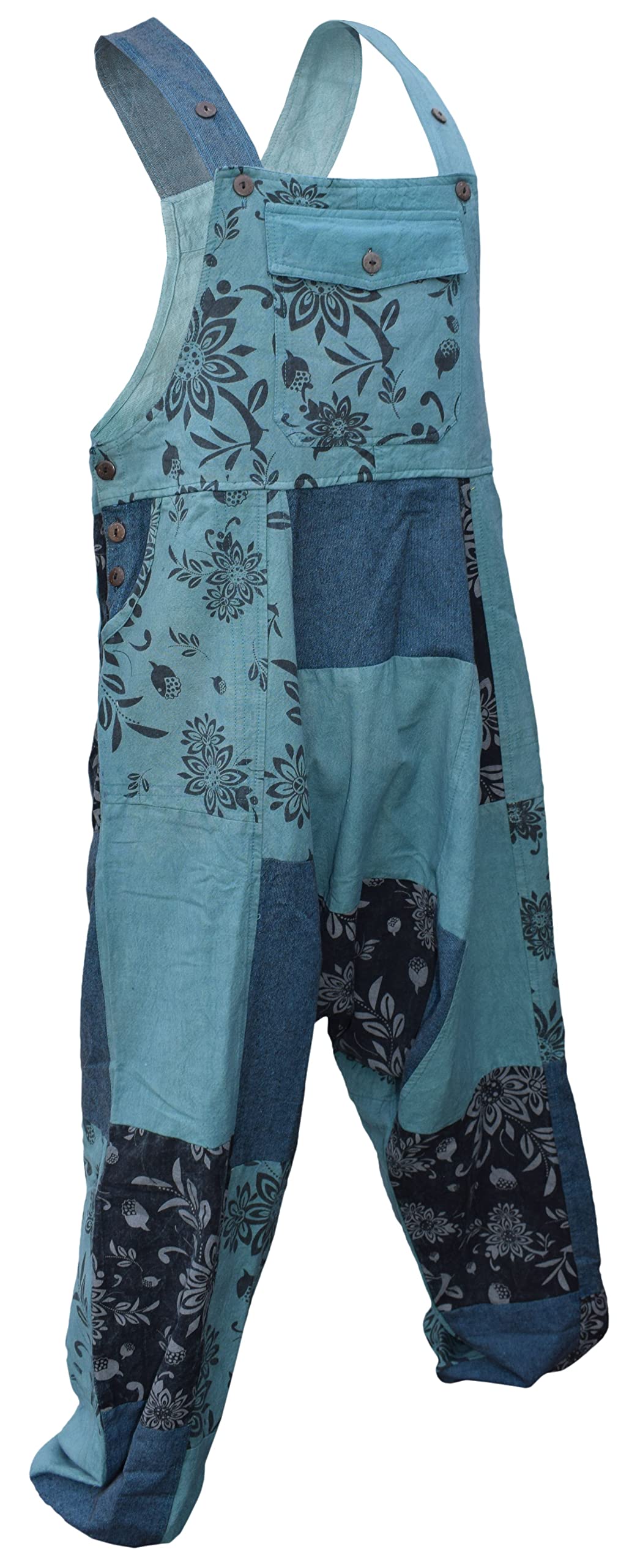 Gheri Salopette Harem in cotone stampato patchwork sciolto da uomo