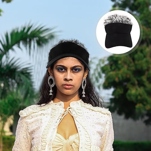 Miniatura 7 de Gatuida Gorra de béisbol unisex ajustable con visera de pelo con puntas plateadas, peluca de pico gris plateado, fiesta de cosplay, Gris plateado