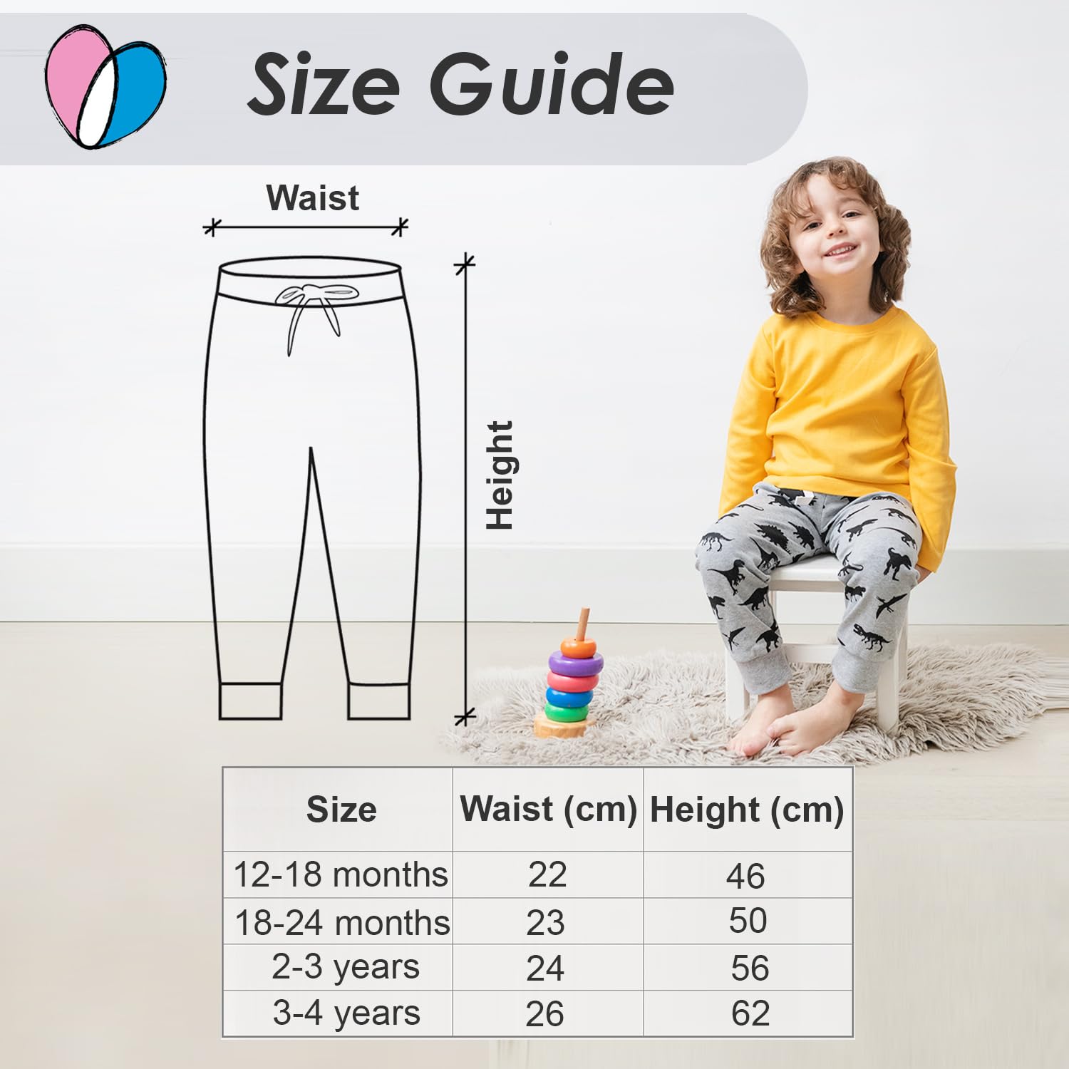 Lovjoy Pantalón Chándal Bebé Niños - Pack 3 o 5 Colores - 1-4 años - Calidad Comodidad - 100% Algodón Suave - Cintura Elástica – Unisex