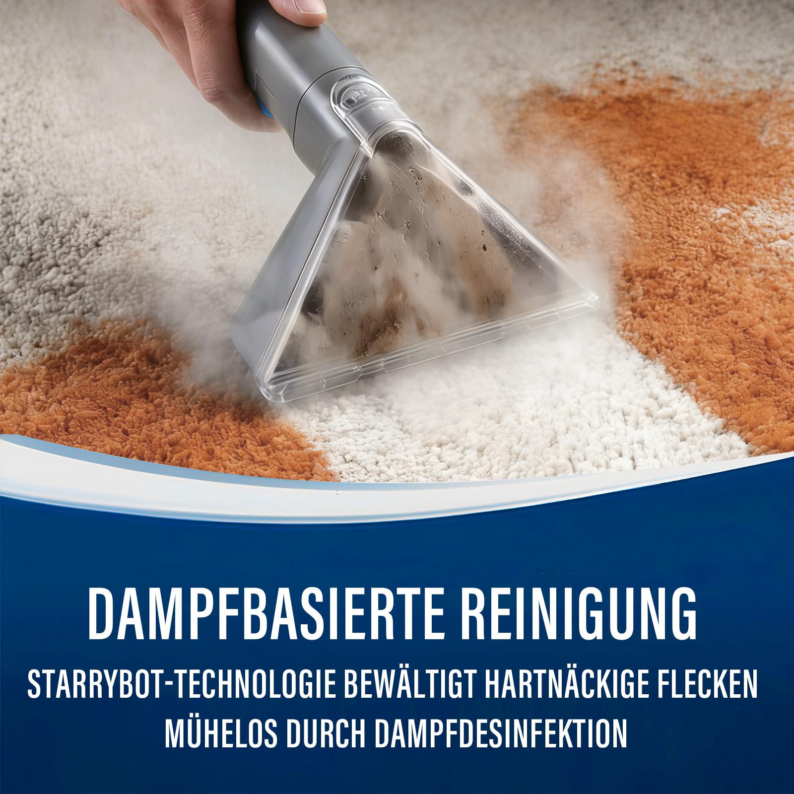 STARRYBOT 1500W Tragbarer Waschsauger Teppichreiniger mit Dampf- und Heiztechnologie, 18Kpa Nasssauger Polsterreiniger, Multifunktionaler Fleckenreiniger für Haustiere, Sofa, Teppiche & Treppen