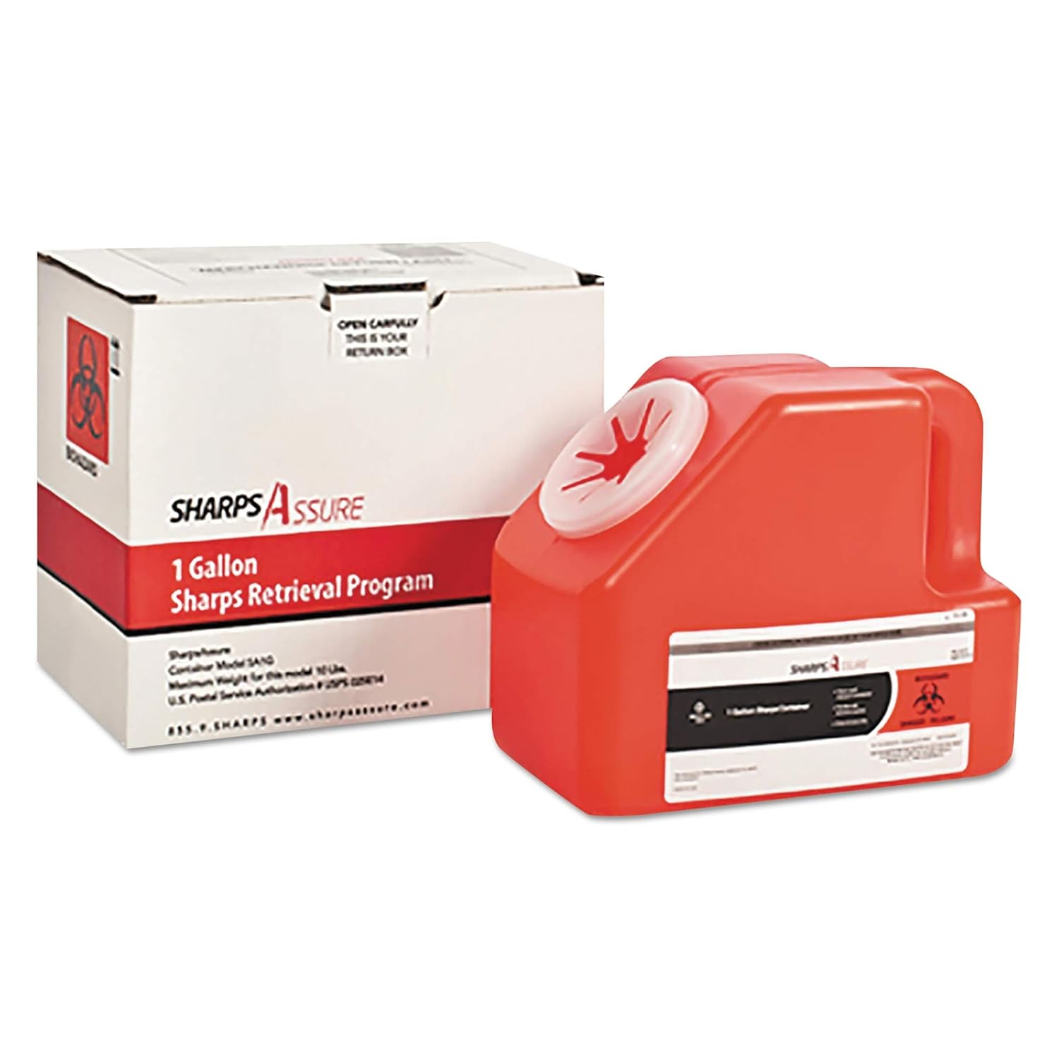 SharpsAssure SA2G 2 gal Sharps Retrieval Mail Back System Kit, 10" Length x 10" Height x 15" Width