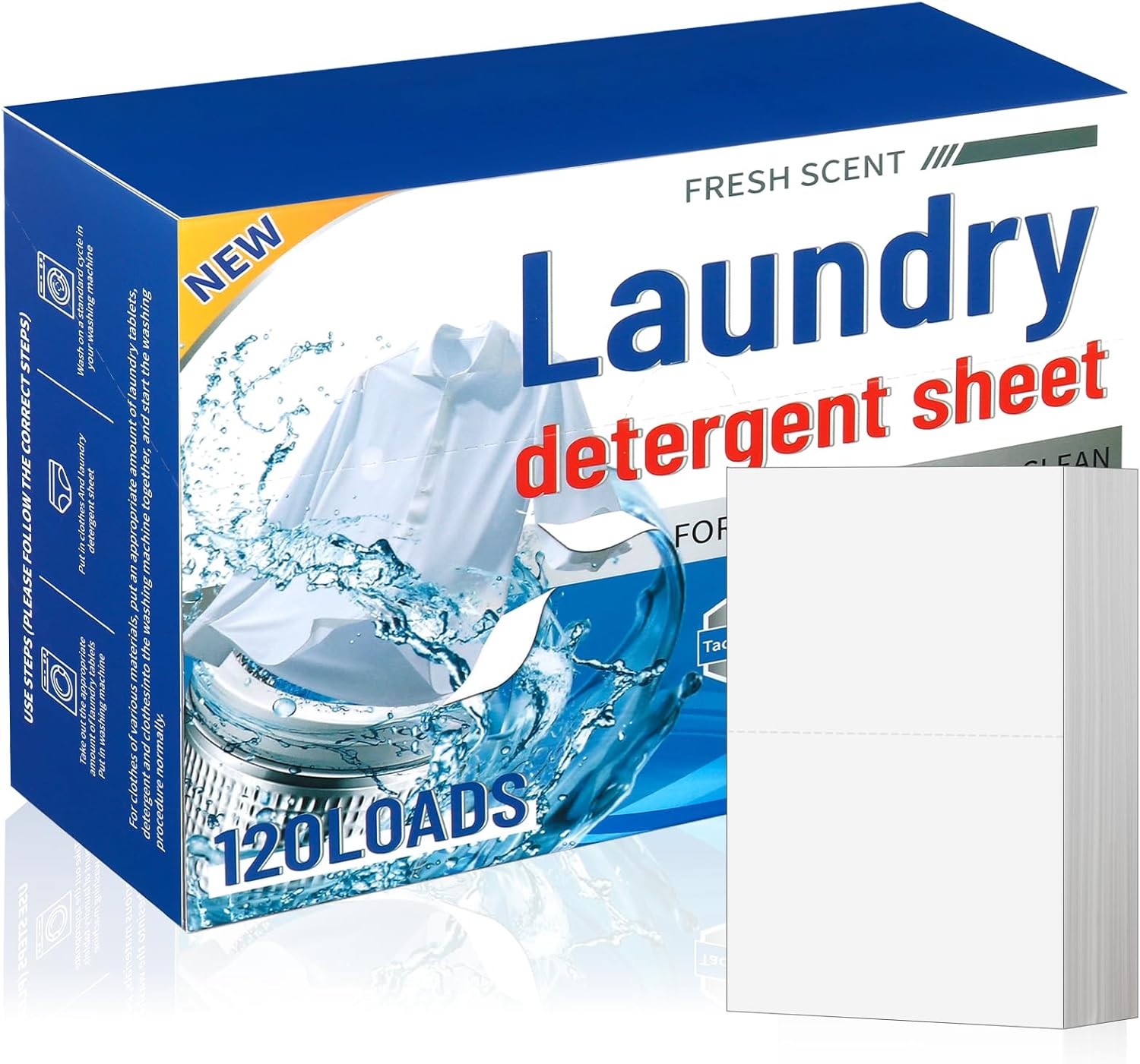 Laundry Detergent Sheets, 60 Count | 120 Loads for Travel & Home | Eco-Friendly, Plastic-Free, Biodegradable | Ultra Concentrated, Hypoallergenic & HE Safe | Fresh Scent, Stain Fighter