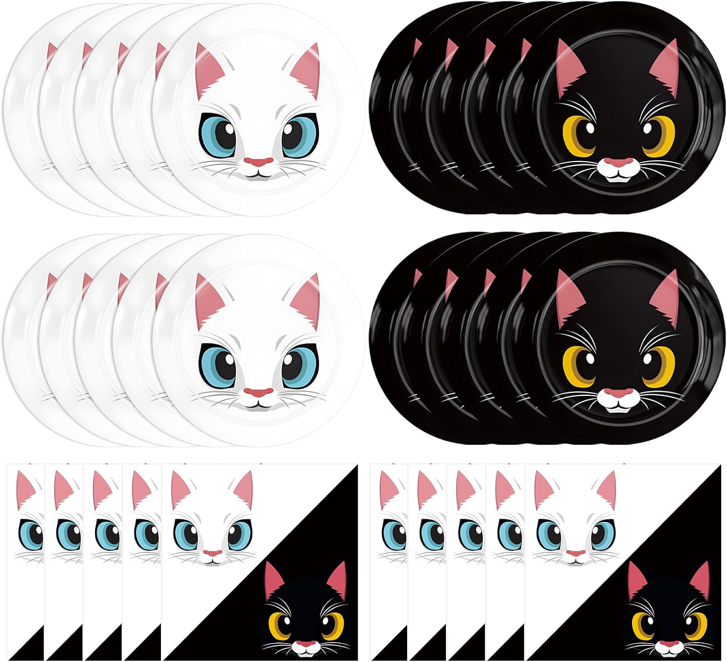 Amazon.com: KHAIVI 40PCS Cat Birthday Party Supplies White And Black ...