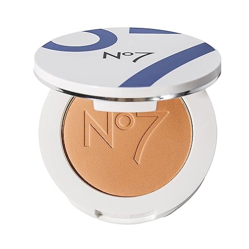 Polvo de triple acción No7 Lift Luminate Polvo de fijación de maquillaje prensado profundo para la cara Reduce la apariencia de líneas finas y