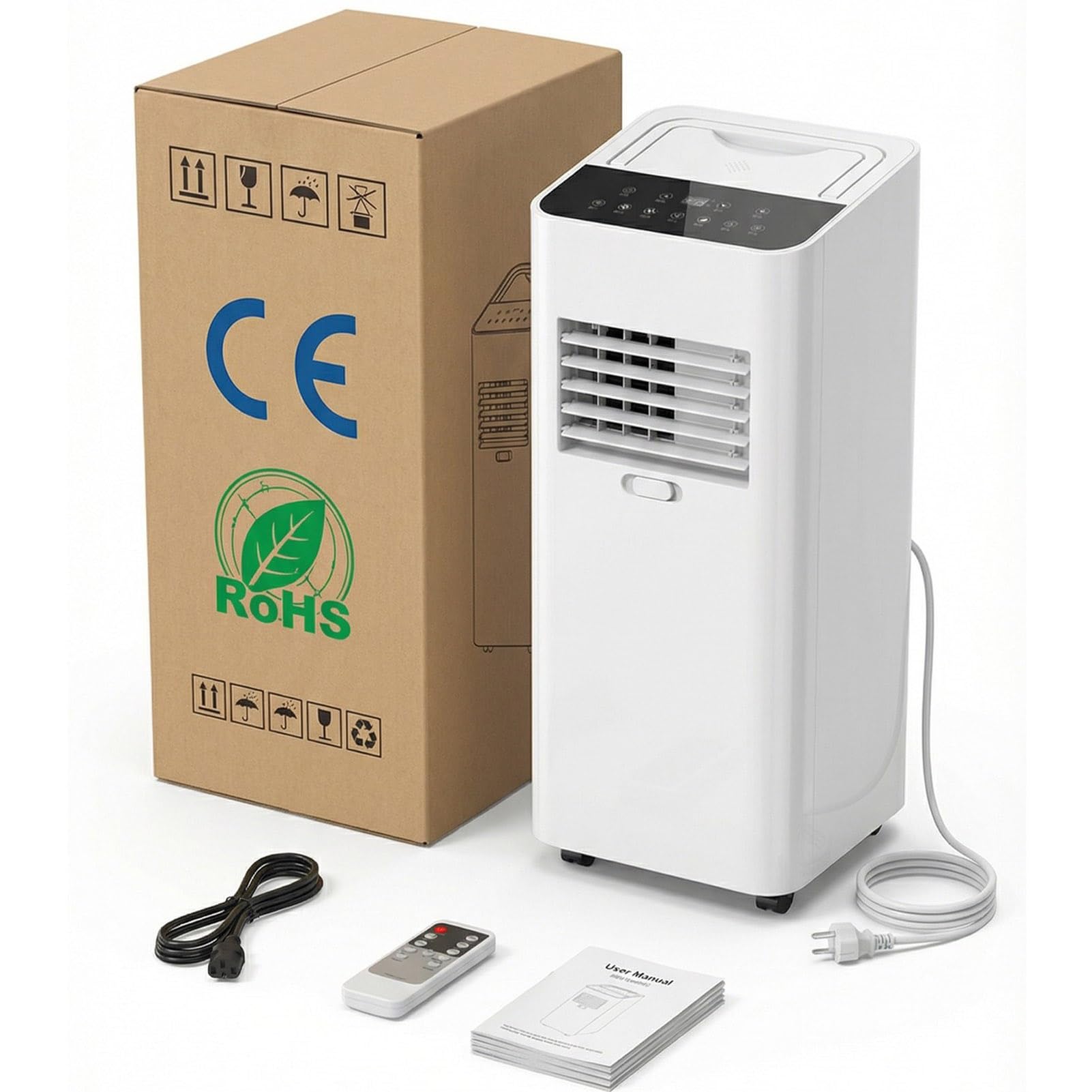 Aire Acondicionado Portatil, Refrigeración, Ventilador y Deshumidificación | Air Conditioner Silencioso con Tubo Exterior 24h Timer para Dormitorios, Oficinas y Salones, No Necesita Agregar Agua
