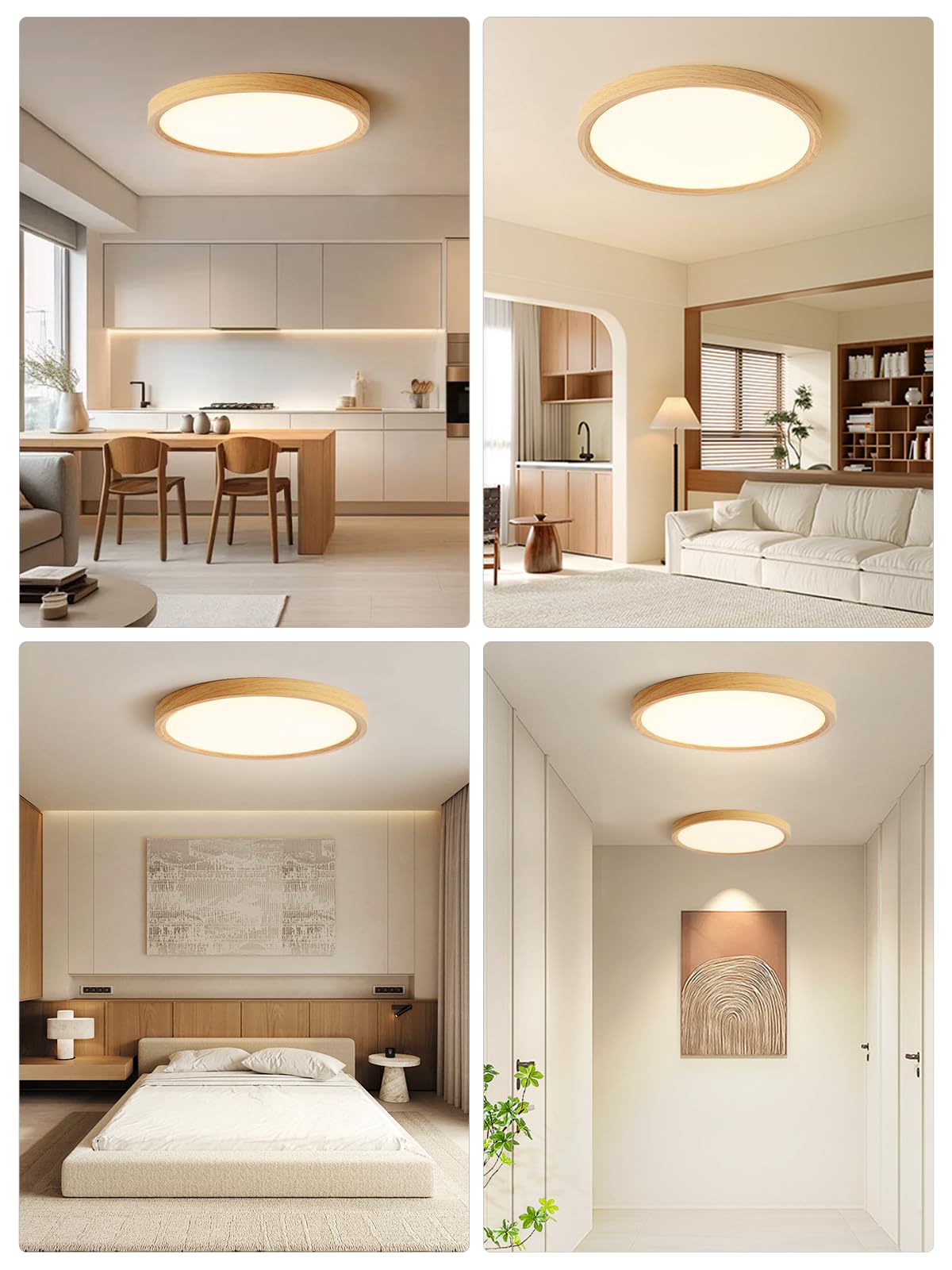 Lampara techo Look Madera, Ø30CM Moderna Ronda Lampara techo dormitorio, 24W 3000K Blanco Cálido Plafon LED Luces Dormitorio, Luces Salón, Habitación Bebé, Pasillo, Cocina, Sótano, Oficina