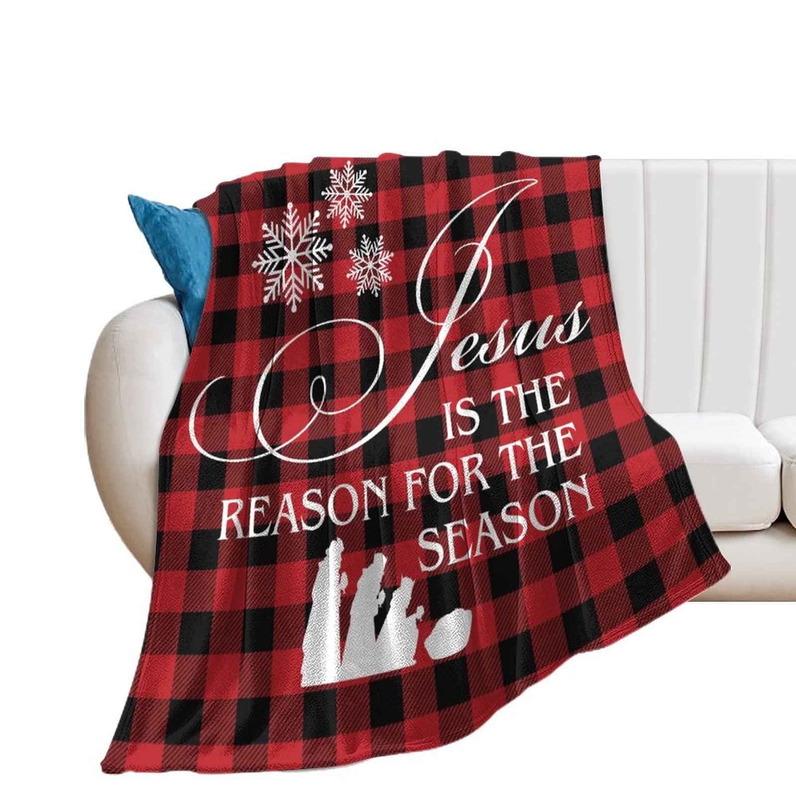 Plaid flanelle chaud Jesus Is The Reason pour cocooning sur canapé