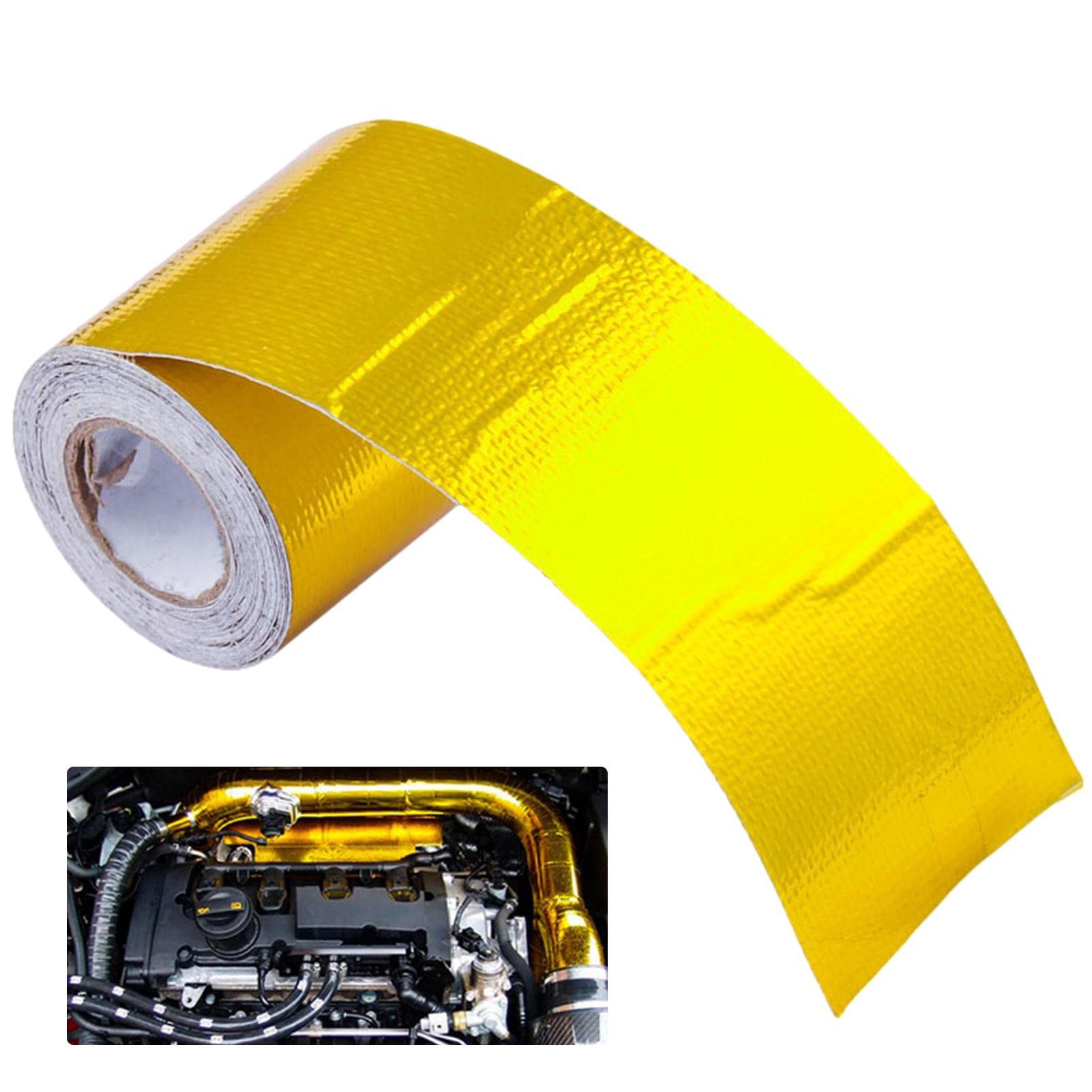 Ruban De Protection Thermique Aluminium 5,1 Cm X 4,9 M - Ruban Adhésif Réfléchissant Doré Pour Voiture