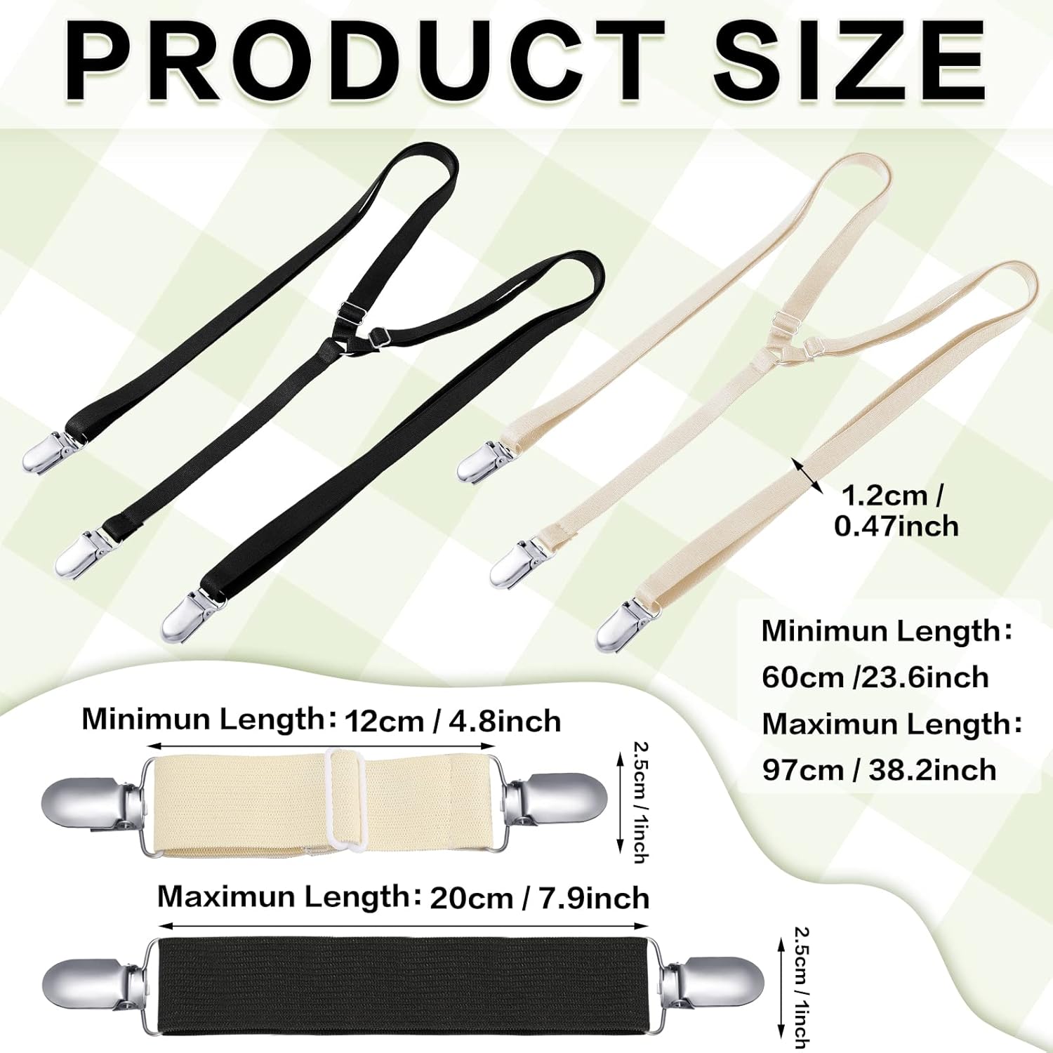 Jiuguva 6 Pcs Women's Suspenders for Pants Under Clothes and Maternity Suspenders for Pregnant Women Set 2 Pcs Y Back Style Pants Extender and 4 Adjustable Elastic Maternity Belly Bands, Black Beige - Image 2