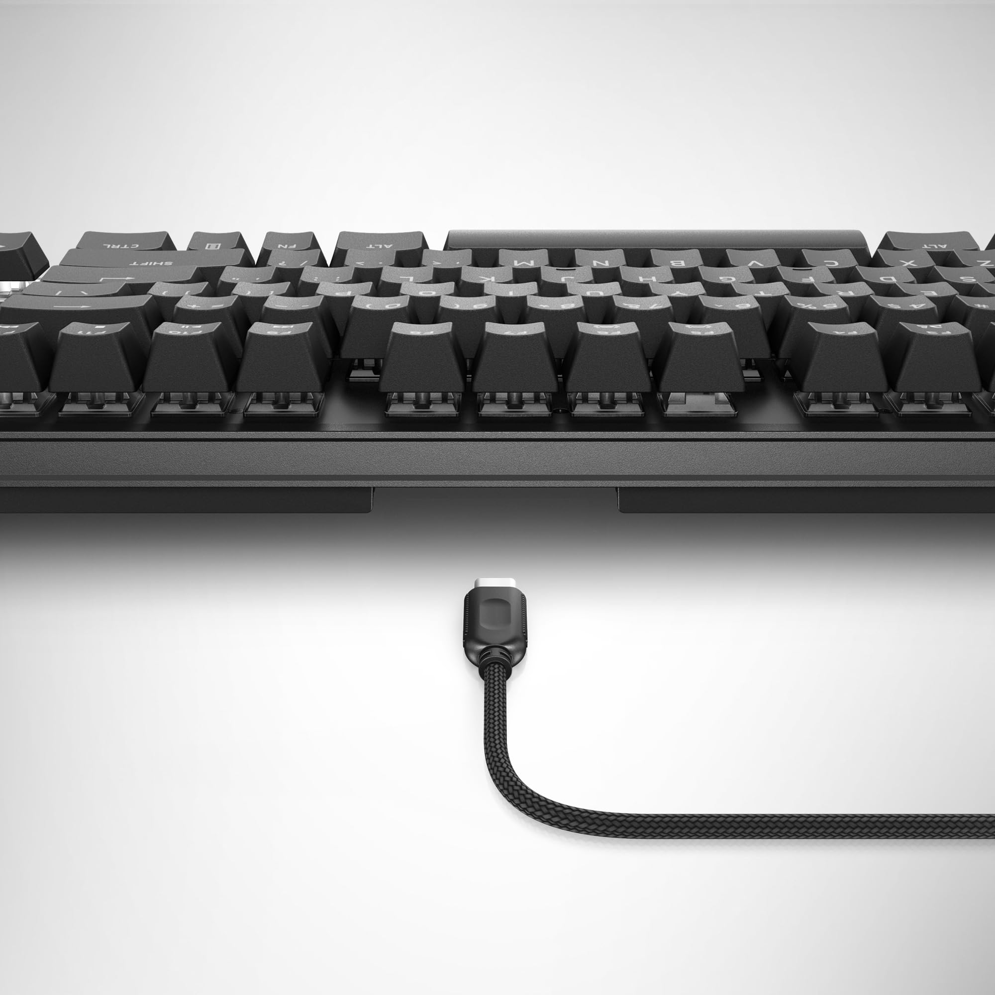 Alienware AW420K Clavier Gaming Filaire QWERTY, format compact sans pavé numérique, Cherry MX Red, touches PBT durables, rétroéclairage AlienFX RVB, USB détachable, Dark Side of the Moon