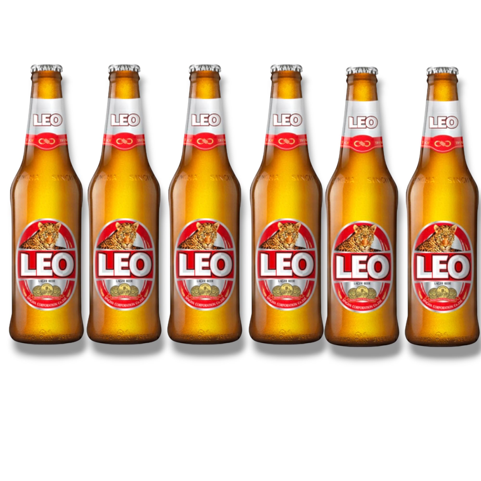 6 x Leo Premium Bier 0,33l - Lager aus Thailand mit 5% Vol.-Inkl. Haus der Biere Berlin Bierdeckel