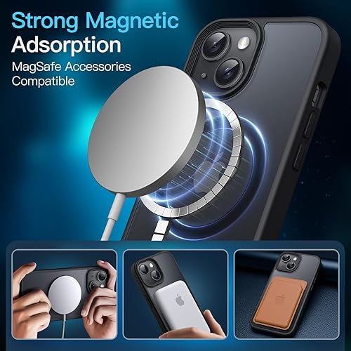 Miniatura 6 de JETech Funda magnética 3 en 1 para iPhone 15 de 6.1 pulgadas con 2 protectores de pantalla de vidrio templado, compatible con MagSafe, funda