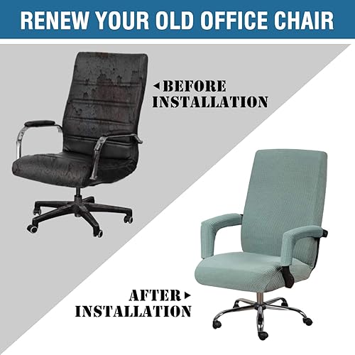 Miniatura 5 de H.Versailtex - Fundas de poliéster para sillas de oficina o computadora, fundas para muebles de resistencia antideslizante, elasticadas, gruesas y