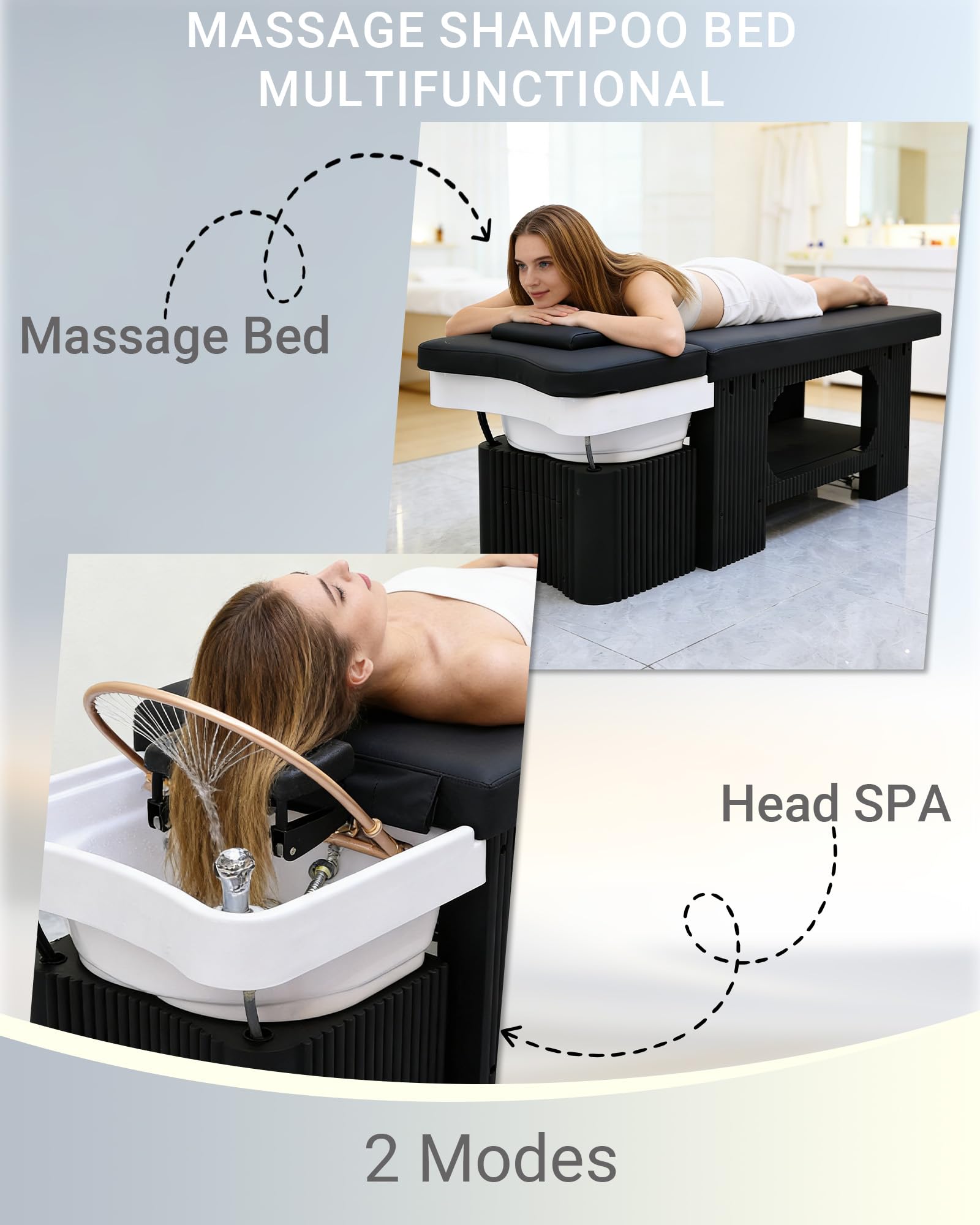 Head Spa łóżko do masażu, łóżko szamponowe z parowarem 2,5 l, stół do masażu z systemem cyrkulacji wody, akrylowa miska na szampon, sprzęt spa głowy do salonu fryzjerskiego, salonu piękności